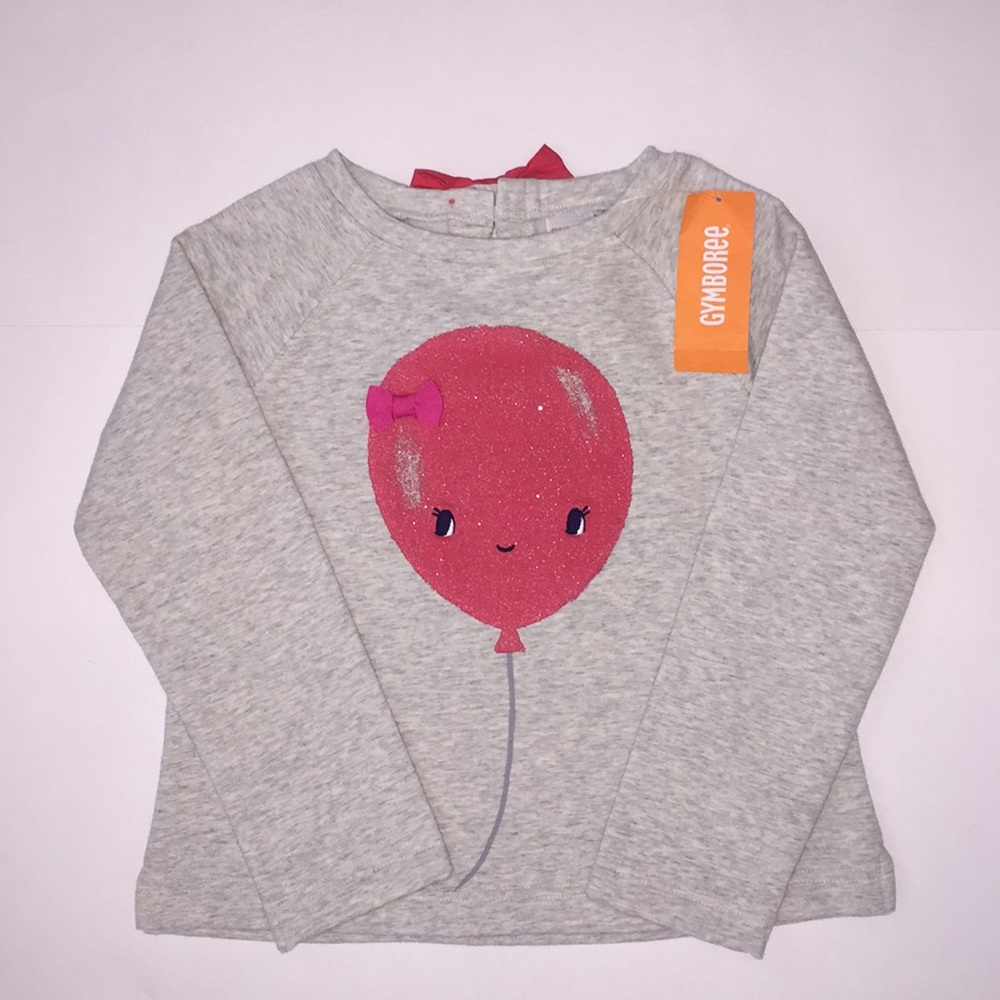 Little girls grey sweatshirt  with pink balloon